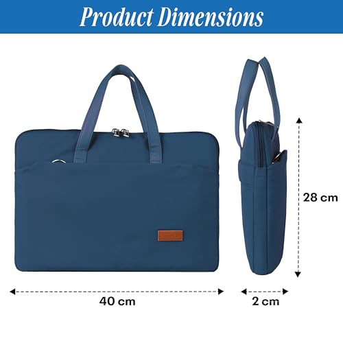 Image of Protecta Grace Office Laptop Messenger Bag for Men and Women Canvas Look Laptop Briefcase Water Repellent Padded Laptop Messenger Sleeve Bag 15.6 Inch Ideal for Office & Work in Color Blue
