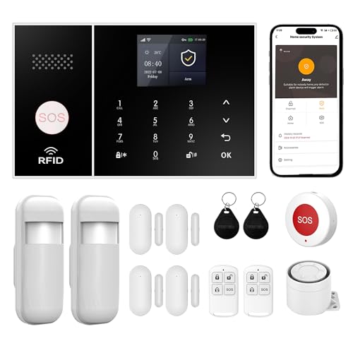 XUK Système d’Alarme sans Fil 4G/GSM/WiFi pour Maison/Appartement,Alarme Sécurité Intelligente