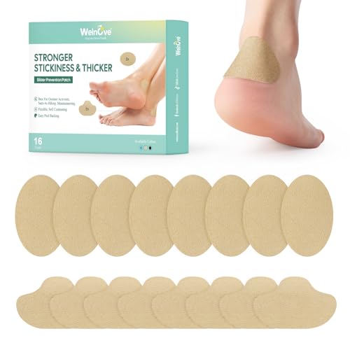 Welnove Moleskin Adhesive Pads for Feet, Blister Bandages for Feet, Upgrade Mole Skin Patch for Feet Heels, Moleskin Pads for Feet - 16 Sheets of 2 Shapes
