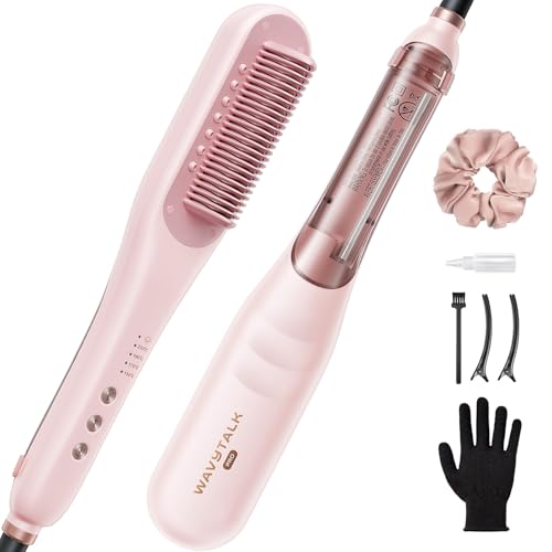 Wavytalk Pro Steam Hair Straightener Brush Steamline Pro 3 in 1 Straightening Brush Steam Reduces Damage Nourishes Hair and Expedites Straightening Pink