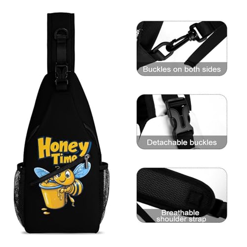 Honey Cute Bee Time Crossbody Sling Backpack Casual Chest Bag Fanny Pack for Women Men Travel Hiking3