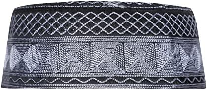 Men Muslim Prayer Kufi Hat Breathable Embroidery Kofia Topi Sun Hat Islam Kufi Headware Takke Praying Beanie Hat Skull Cap
