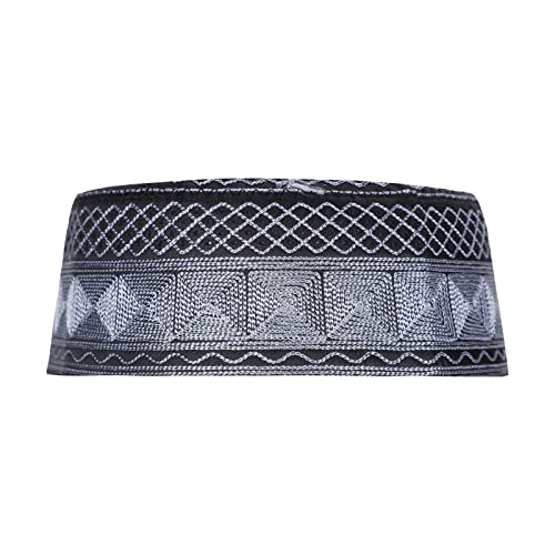Men Muslim Prayer Kufi Hat Breathable Embroidery Kofia Topi Sun Hat Islam Kufi Headware Takke Praying Beanie Hat Skull Cap