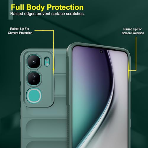 Image of amazon basics Back Case Cover for Vivo Y300 5G | Compatible for Vivo Y300 5G Back Cover | Liquid Silicon Magic Case with Camera Protection | Dark Green