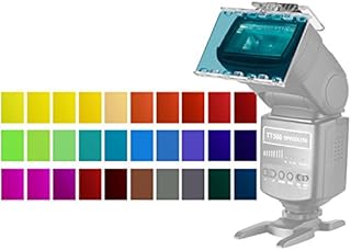 Neewer 30 Pieces Camera Flash Speedlite Lighting Color Gel Filter Kit - Transparent Color Correction Lighting Film Plastic Sheets with Barndoor and Bag for Canon Nikon Sony YONGNUO Flash