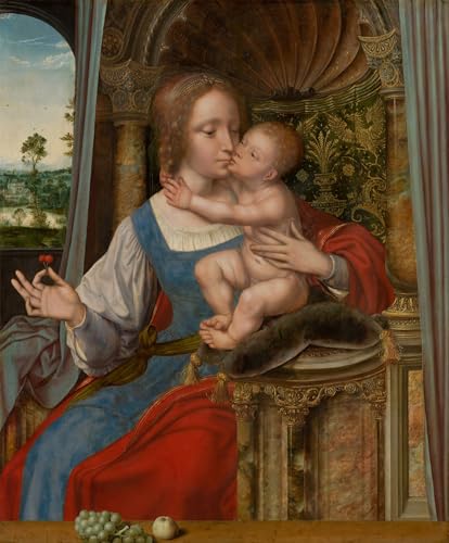 Tableau Quentin Massys Dame à l'Enfant impression art mural vintage 60x90cm