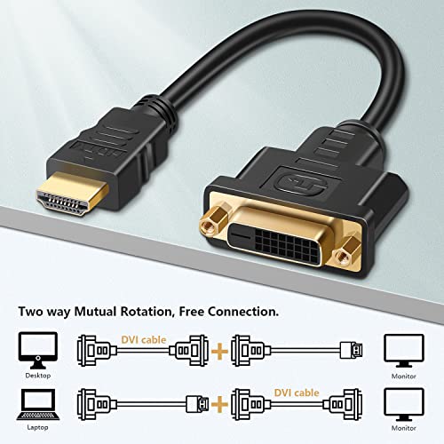 Saisn Hdmi To Dvi Adapter Cable, Bi-Directional Hdmi Male To Dvi-D (24+1) Female Converter Cord 1080P Dvi To Hdmi Hd Video Adapter Wire For Hdtv, Pc, Xbox, Blue-Ray Dvd, A/V Receivers #TOP1
