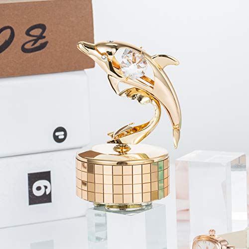 Gifts For Mom - Music Box Plays - You Are My Sunshine With 24K Gold Plated Crystal Studded Dolphin , Best Gift For Mother's Day, Birthday, Anniversary By Matashi #TOP7