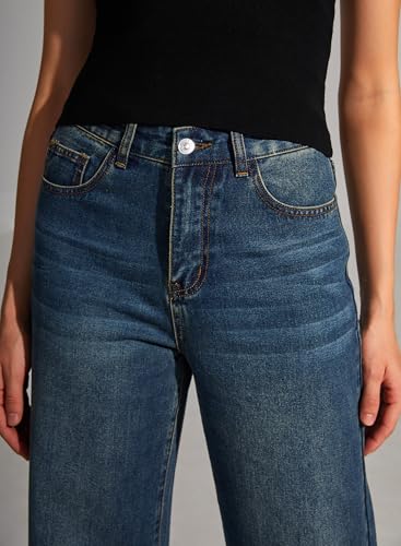 Womens High Waisted Jeans Wide Leg Jean Baggy 100% Cotton Denim Pants3