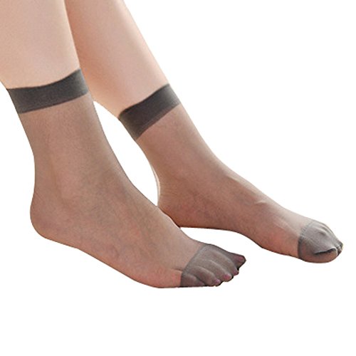 Calcetines de seda para niña, tobilleros, bajos, elásticos, de corte corto, 10 calcetines, calentadores para botas, gris, Altoa única