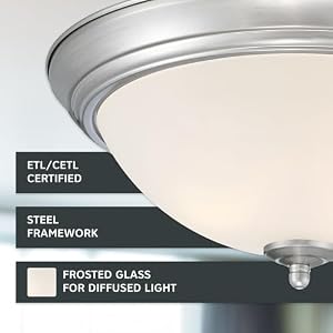 Designers Fountain Flush Mount Ceiling Light, 11 Inch Frosted Glass Lighting Fixture for Kitchen, Bedroom, Bathroom, and Hallway, LED Bulbs Not Included, Brushed Nickel — photo 3 of 6