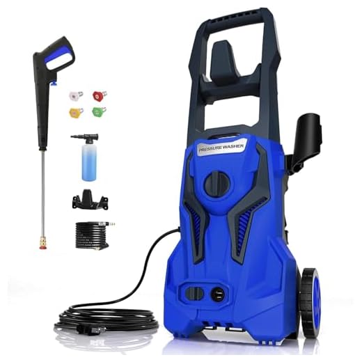 Power Washers Electric Powered - 4800PSImax 3.2GPM High Pressure Washer Car Cleaning Machine with Adjustable Spray Nozzle and Foam Cannon for Home Driveway Patio Deck, Blue
