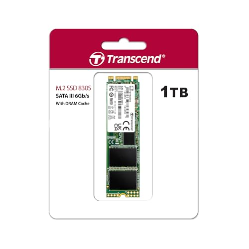 Transcend SSD interno da 1 TB MTS830S M.2 2280 SATA III 6 Gb/s, memoria 3D TLC NAND con cache DRAM TS1TMTS830S - Immagine 1