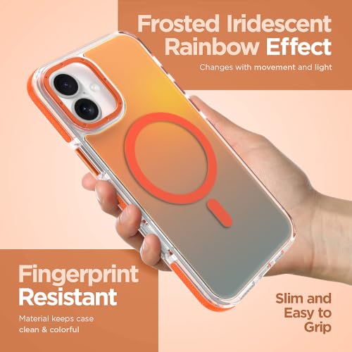 Image of Magnetic Case for iPhone 17 [Compatible with Magsafe] [Cute Fashion Fluorescent Design] [1 Screen Protector] Slim Translucent Matte Case for iPhone 17 6.3 inch 2025, Orange