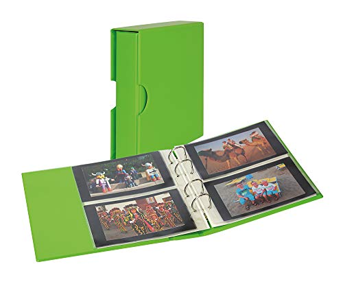 LINDNER Das Original Album PUBLICA M Color pour Cartes Postales/Photos, avec 10 Feuilles Plastiques à 2 Poches utilisables Recto-Verso - Spring (Vert) - avec boîtier de Protection Assorti