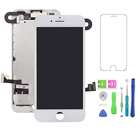 Screen Relacement For iPhone 7 Plus With Touch Screen Display LCD Digitizer Assembly With Front Facing Camera Proximity Sensor Ear Speaker Full Repair Tools( White) Cover