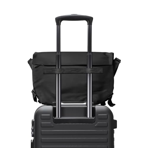Image of GRIPP Oslo Laptop Sleeve Bag for Laptop /MacBook up to 14 Inch, Crossbody Messenger Style, Wide Flap Closure, Hidden Pockets, Detachable Shoulder & Safety Strap, Trolley Sleeve, Water-Resistant - Black