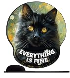 Tapis de Souris Support de Repose-Poignet Ergonomique Mouse Pad Chaton Noir à Poil Long Mignon Daisy (3) Mousepad Confort avec Gaming pour Ordinateur et Ordinateur Portable