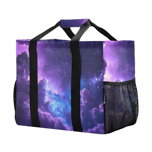 Purple Nebula Large Tote Bags for Women Canvas Tote Purse Reusable Grocery Bags Top Handle Handbags for Travel, Work4