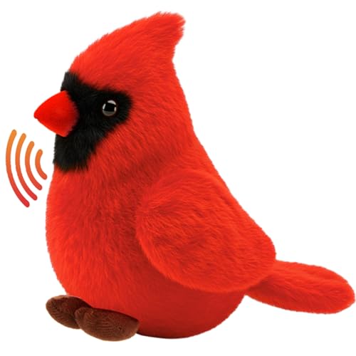 PullCrease 1 Pcs Cardinal Stuffed Animal with Authentic Bird Sound Stuffed Easter Gift Cardinals Bird Sounds Toy Cardinal Plush Toy for Kids