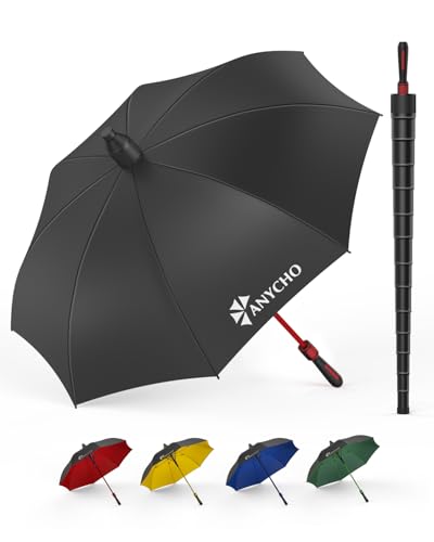 Image of ANYCHO Umbrella for Men - 54 Inch Big Size Umbrella with Waterproof Jacket