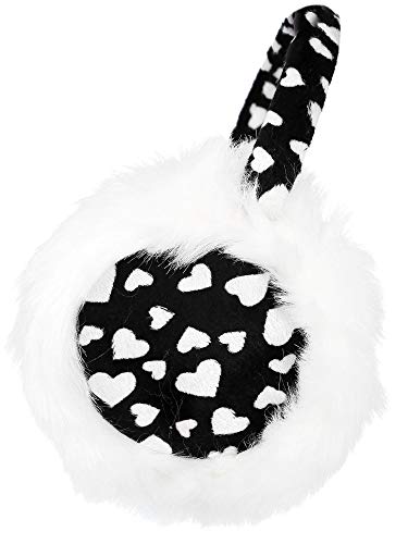 Simplicity Thermal Insulated Faux Fur Heart Patterned Winter Ear Warmers, Black