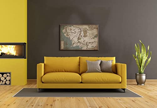 Lord Of The Rings Decor Middle Earth Map Posters Lord Of The Rings Map Poster Map Of Middle Earth Canvas Wall Art Map Of Middle Earth Wall Decor For Home Office Easy To Hang (12''Hx18''W) #TOP4