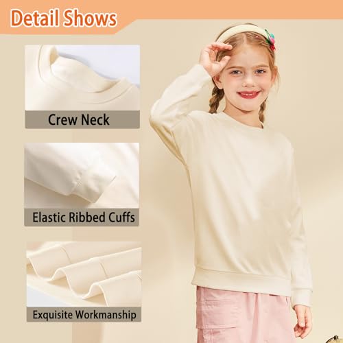 Toddler Kids Sweatshirt Solid Color Cotton Pullover Crewneck Long Sleeve Tshirts Tops 2-12 Years2