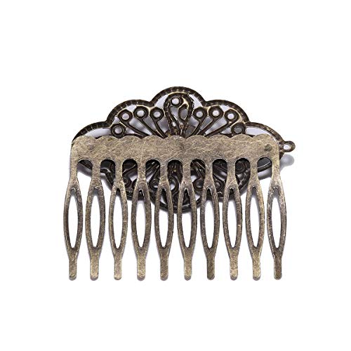 5Pcs 52×56Mm Antique Bronze Hair Comb Jewelry Making Hairpins Findings Fit 12Mm Glass Cabochons Settings Diy Hair Clips Accessories #TOP4