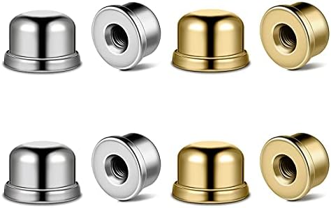 8 Pieces Lamp Finial Knob Lamp Accessories 1/2 Inch Tall Lamp Finials Plated Steel Finials Tapped 1/4-27 for Lamp Harp Tops (Gold, Silver)