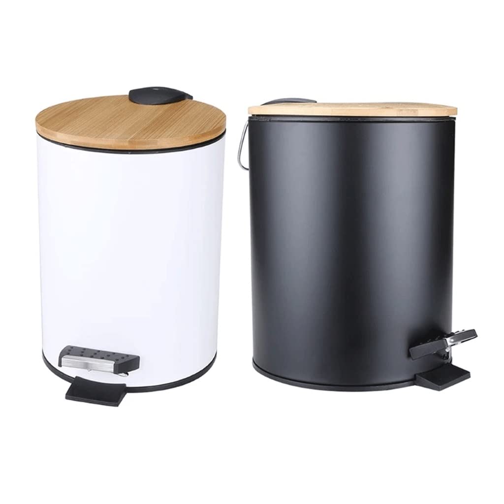 3/5L Wooden flip Bin Waste Container Organizer Bathroom Kitchen Living Room Office (Color : D, Size : 5L20.5 * 25.5cm)