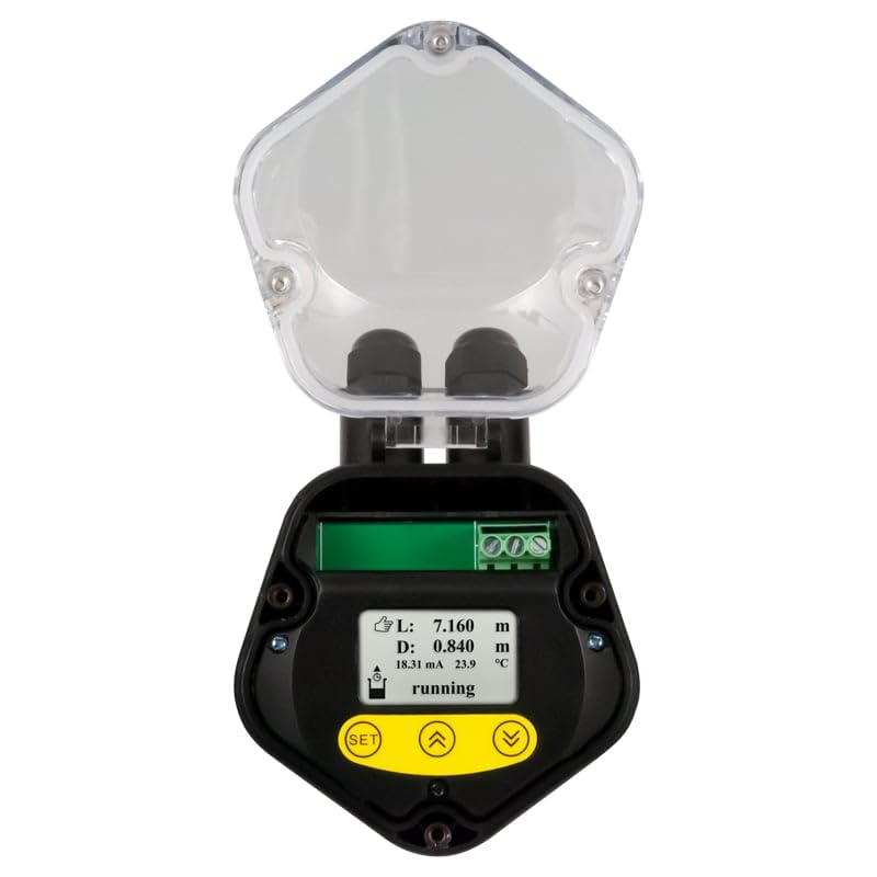 PCE Instruments, Ultrasonic Level Indicator PCE-ULM-10-N24S for Silo Level Monitoring, Measures 0–10 m with 0.5% Accuracy, Includes 4-Digit LED Display & 4–20 mA Output