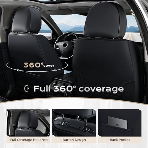 Image of Coverado Car Seat Covers, Front Covers for Cars, Car Seat Cover Front Seats, Car Seat Protector Waterproof, Leather Car Seat Cushion, Universal Interior Covers Seat Protectors for Most Cars Purple