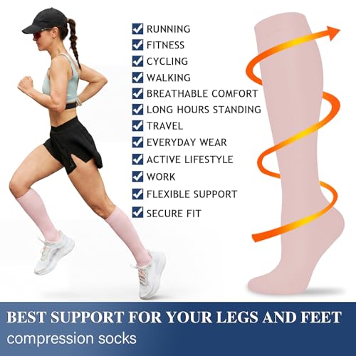 Image of Sooverki Compression Socks for Women and Men Circulation (3 /4 Pairs) is Best Support for Running Athletic Cycling Hiking