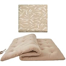 ZonLi Japanese Floor Futon Mattress Queen Size 60"x 80"Khaki,with Futon Mattress Cover 64 x 84 Queen SizeBeige Leaves