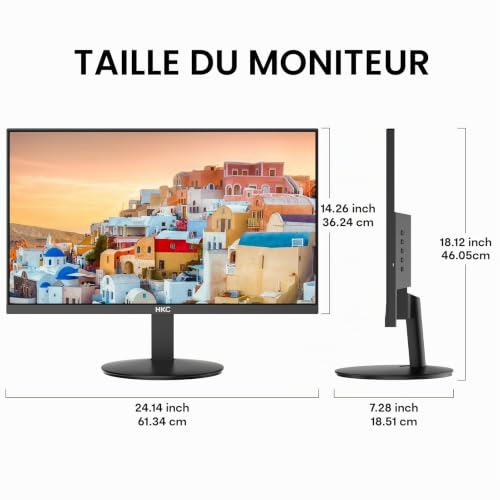 HKC 27 Pouces 144Hz Écran PC Gaming, FHD 1920 x 1080 Gaming Moniteur, Dalle IPS, 5ms, 99% sRGB, Adaptive Sync, Eye Care, Flicker Free, inclinable de -5° à 15°,HDMI 1.4/VGA, VESA 100 x 100mm, V2718S – vue 6