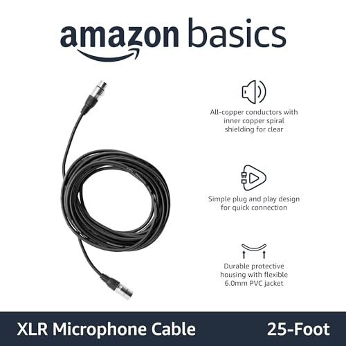 image for Amazon Basics 2-Pack XLR Microphone Cable for Speaker or PA System, Al