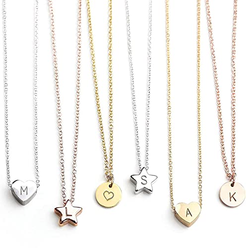 Heart Star Disc Necklace With Initial Personalized Necklace Baby Girl Kids Jewelry Holiday Gift Flower Girl Dainty Monogram Charm Gold Your Name Necklace Gift For Her - Hts #TOP7