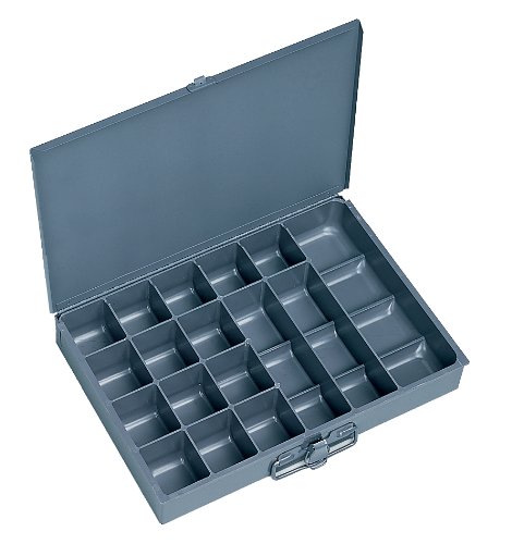Durham 227-95 Gray Cold Rolled Steel 17 Compartment Small Scoop Box, 13-3/8 Width x 2 Height x 9-1/4 Depth