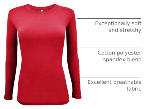 Image of Natural Uniforms Women's Long Sleeve Underscrub T-Shirt - Cotton Blend Scrub Base Layer for Nurses & Medical Professionals