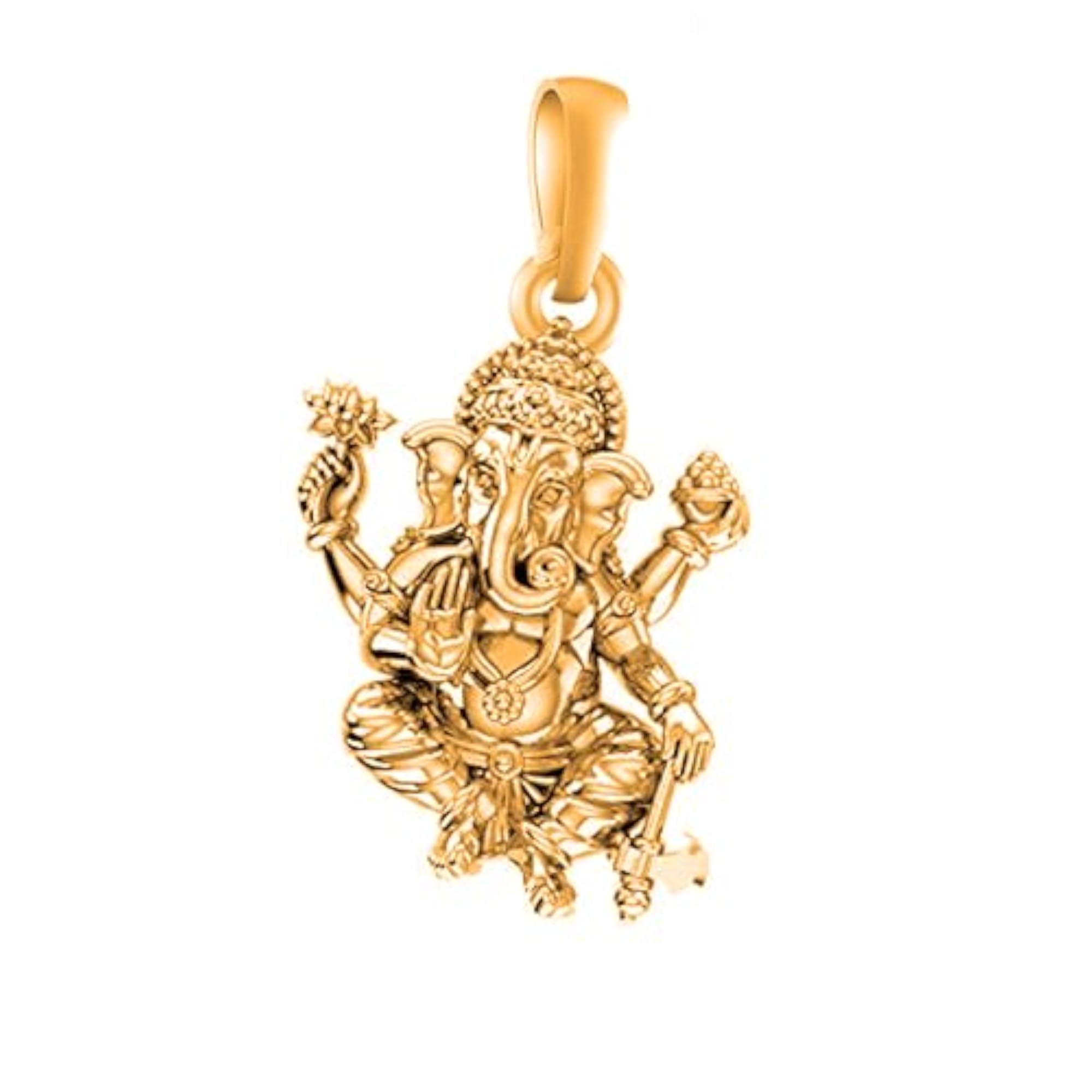 925 Sterling Silver Golden God Ganesh Bappa Pendant, Unisex