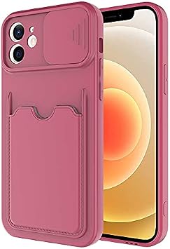 Elfia Apple iPhone 12 ile Uyumlu Kılıf Silikon Kartlık Bölmeli Kamera Lens Korumalı İnce Mat Kapak Kartix Koyu Mor