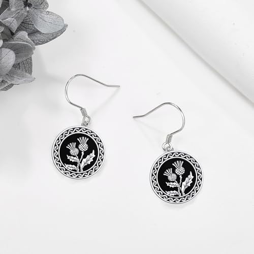 Scottish Thistle/Daffodil/Lily/Pressed Flower Earrings Sterling Silver Flower Dangle Earrings Jewelry Gifts for Women2