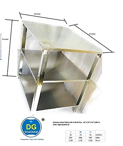 Image of Stainless Steel (SS Table, 32 x 23 x 31.5 (2 Under Shelf))