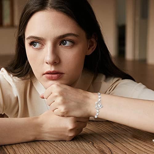 Bracelets for Womens,Sterling Silver Bracelet for Women 925 Silver,Friendship Bracelet,Adjustable Womens Heart Bracelet with Zircons,Jewellery for Women,Gifts for Women,Gifts for Mother's Day