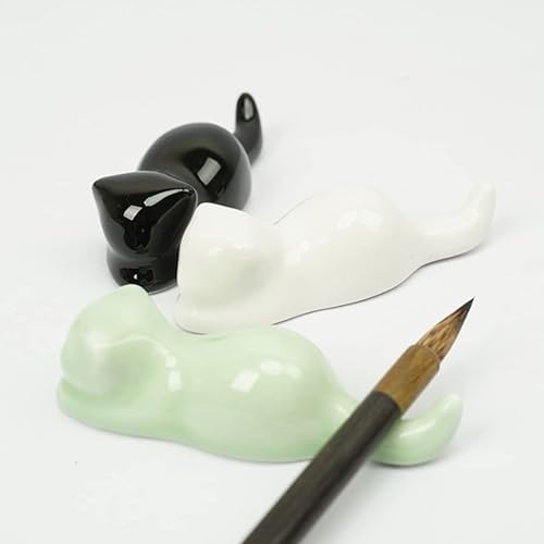 Miniatura 9 de Wakauto Soporte chino de la pluma del cepillo de la caligrafía del soporte de la pluma de la caligrafía de cerámica del resto del cepillo