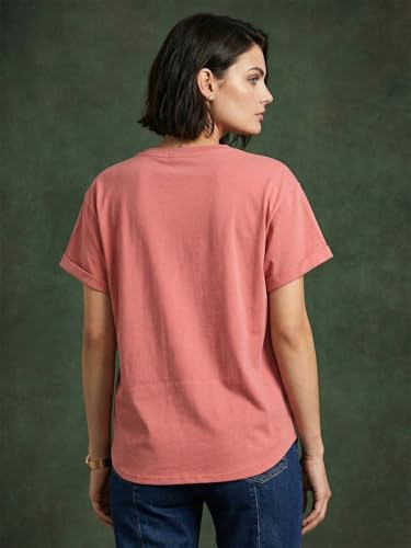 Image of JUNEBERRY Pure 100% Cotton Oversized Loose Fit Drop Shoulder Round Neck Boyfriend Fit Solid Half Sleeves T-Shirt for Women & Girls (Sizes: S to 2XL)