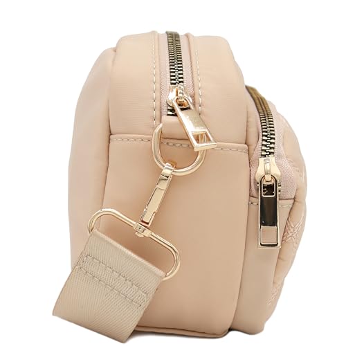 Image of FashionPuzzle Quilted Nylon Crossbody Bag with Wide Strap