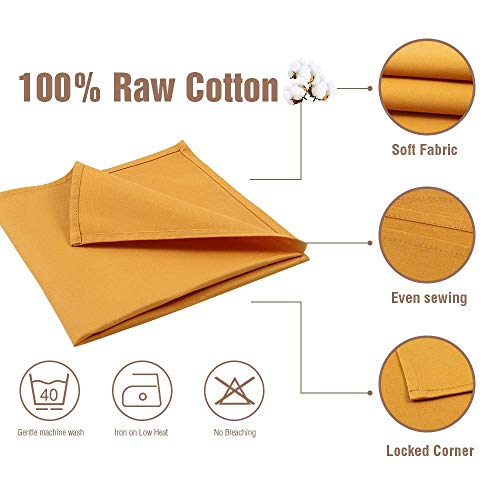 KOFFOTA Cotton Napkins for Dinner.Thanksgiving Cloth Napkins Fall Table Decorations Thick,Whashable,Durable Easy Care for Everyday Use,Parties, Restaurants.1818 (Gold,Set of 12)