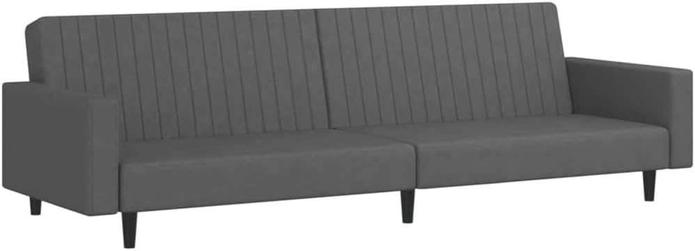 Sofa Bed Dark Grey Velvet (100% Polyester) Living Room Furniture